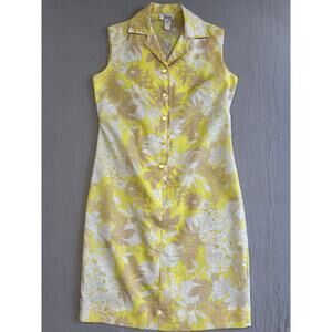 Vintage Size 10 Styled By Terry Chicago Yellow White Floral Button Front Dress